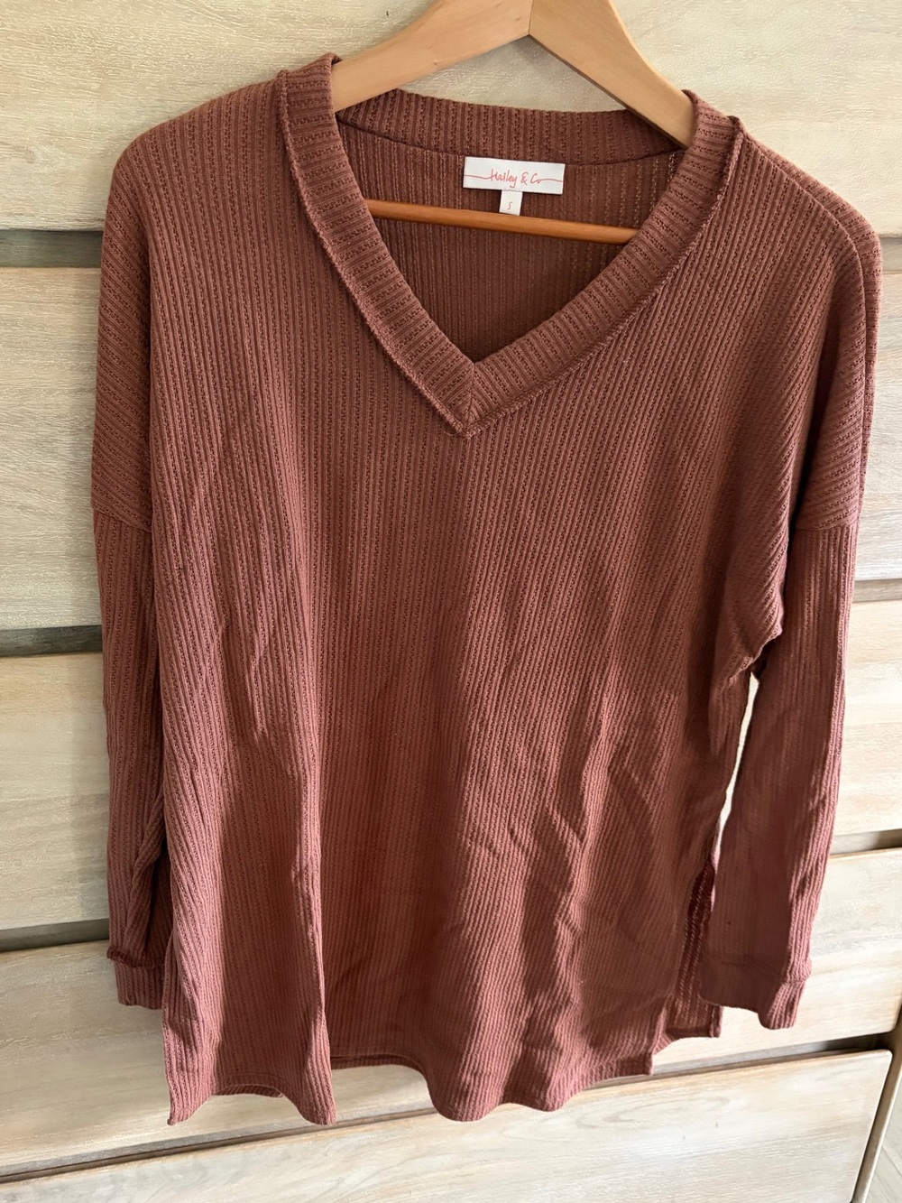Pinkblush Ribbed V-Neck Long Sleeve Sweater (maternity)